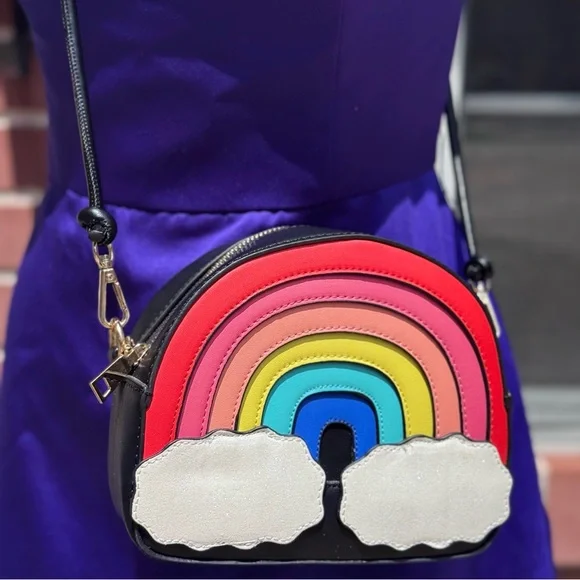 NWOT Betsey Johnson 🌈 Rainbow Crossbody Bag with Chain - Picture 2 of 11